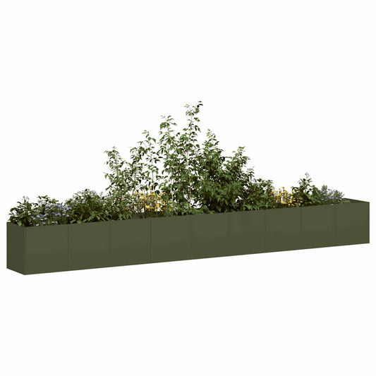 vidaXL Planter Olive Green 360x40x40 cm Cold-rolled Steel