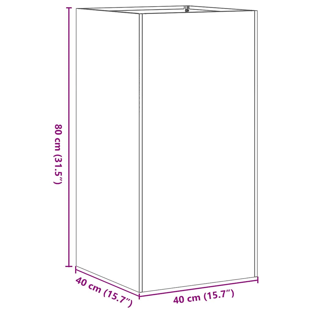 vidaXL Planter White 40x40x80 cm Cold-rolled Steel