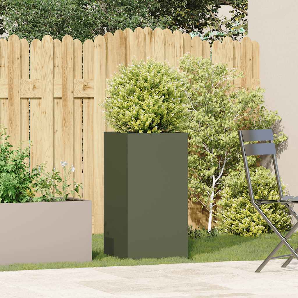 vidaXL Planter Olive Green 40x40x80 cm Cold-rolled Steel