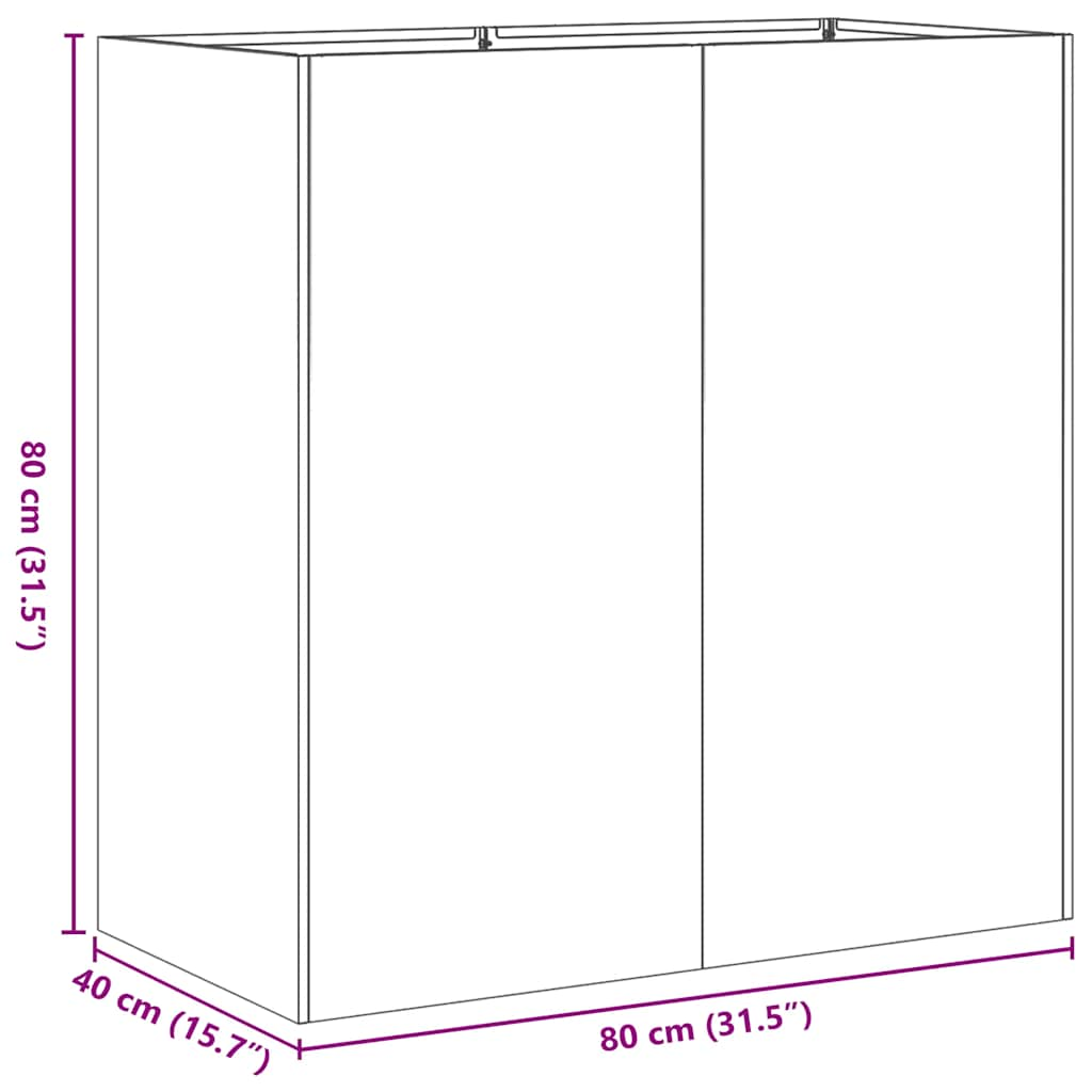 vidaXL Planter White 80x40x80 cm Cold-rolled Steel