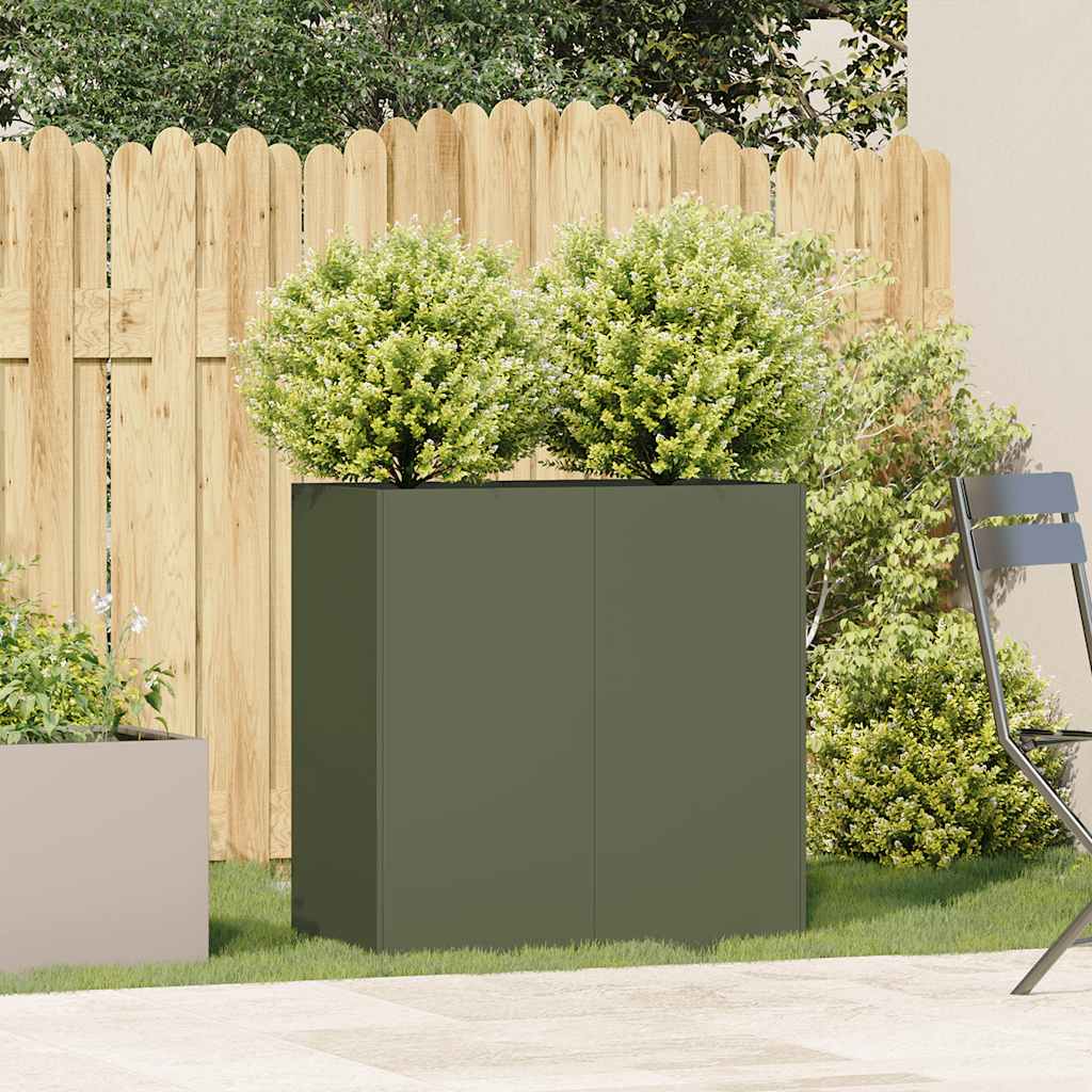 vidaXL Planter Olive Green 80x40x80 cm Cold-rolled Steel