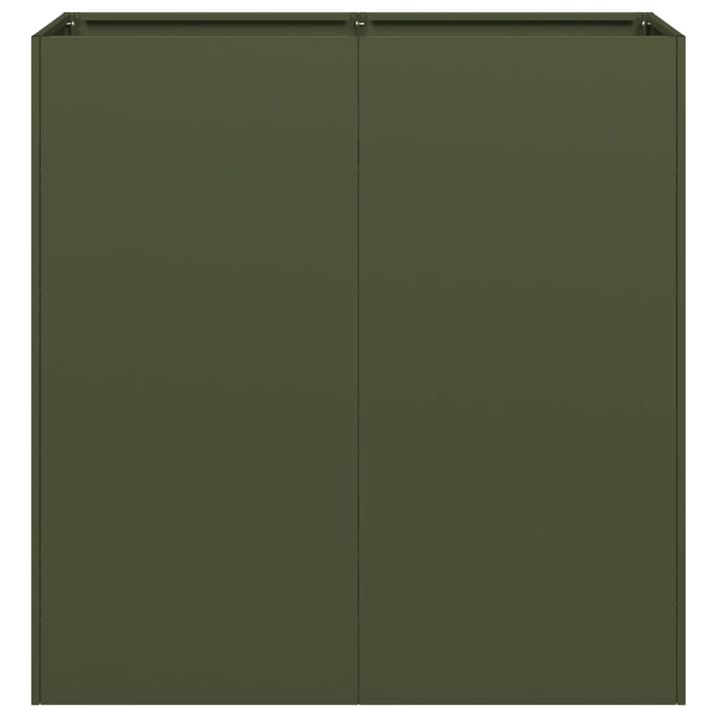 vidaXL Planter Olive Green 80x40x80 cm Cold-rolled Steel