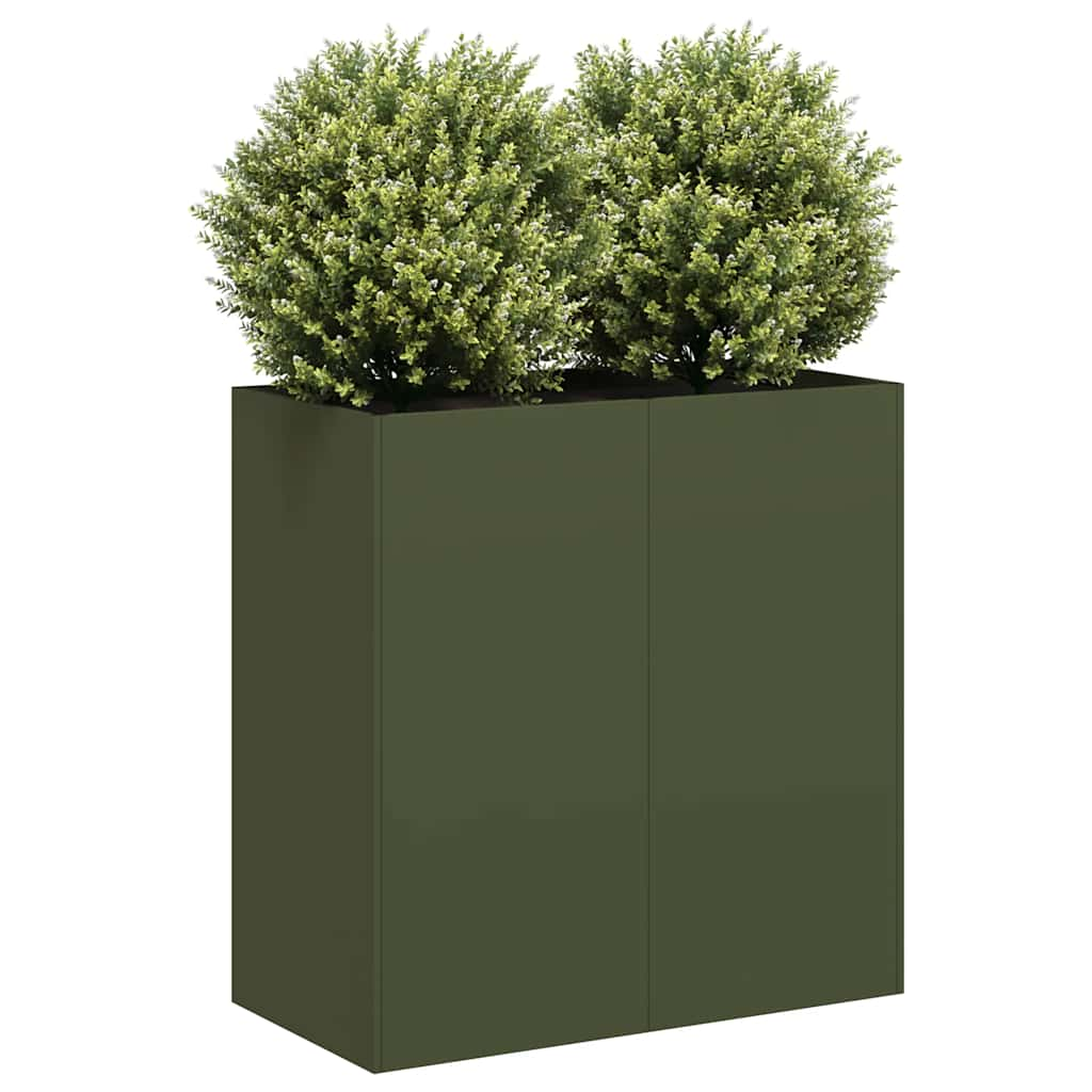 vidaXL Planter Olive Green 80x40x80 cm Cold-rolled Steel