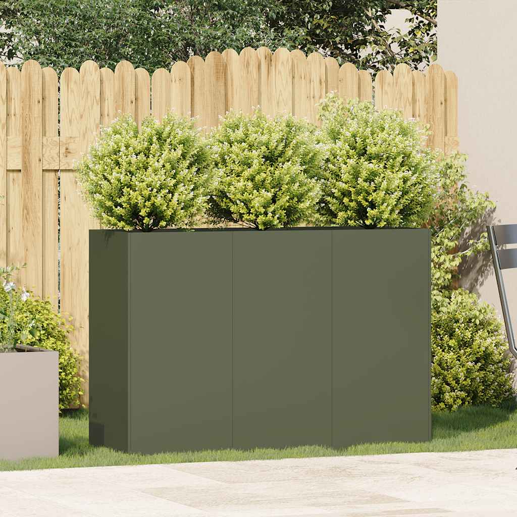 vidaXL Planter Olive Green 120x40x80 cm Cold-rolled Steel