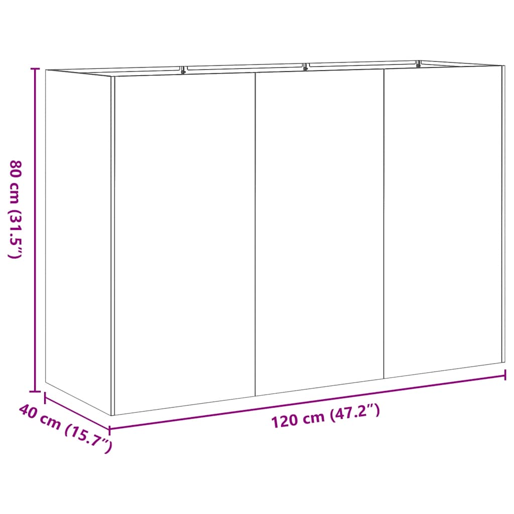 vidaXL Planter Olive Green 120x40x80 cm Cold-rolled Steel