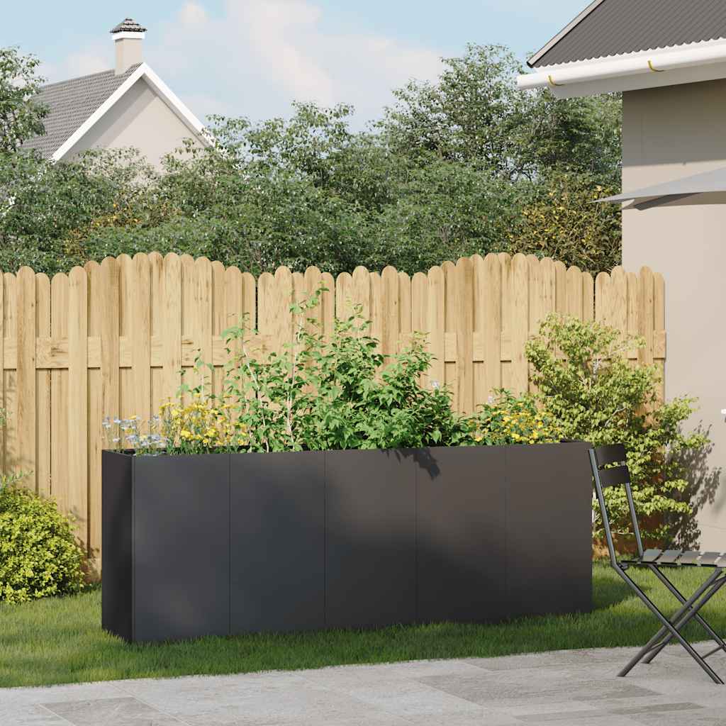 vidaXL Planter Black 200x40x80 cm Cold-rolled Steel