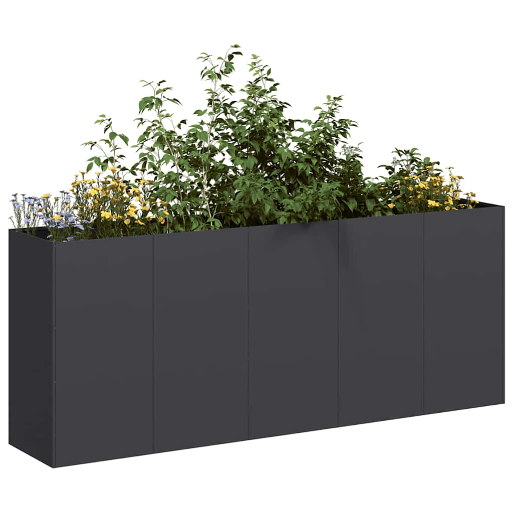 vidaXL Planter Black 200x40x80 cm Cold-rolled Steel