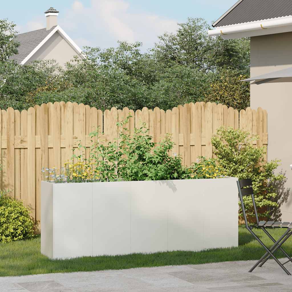 vidaXL Planter White 200x40x80 cm Cold-rolled Steel