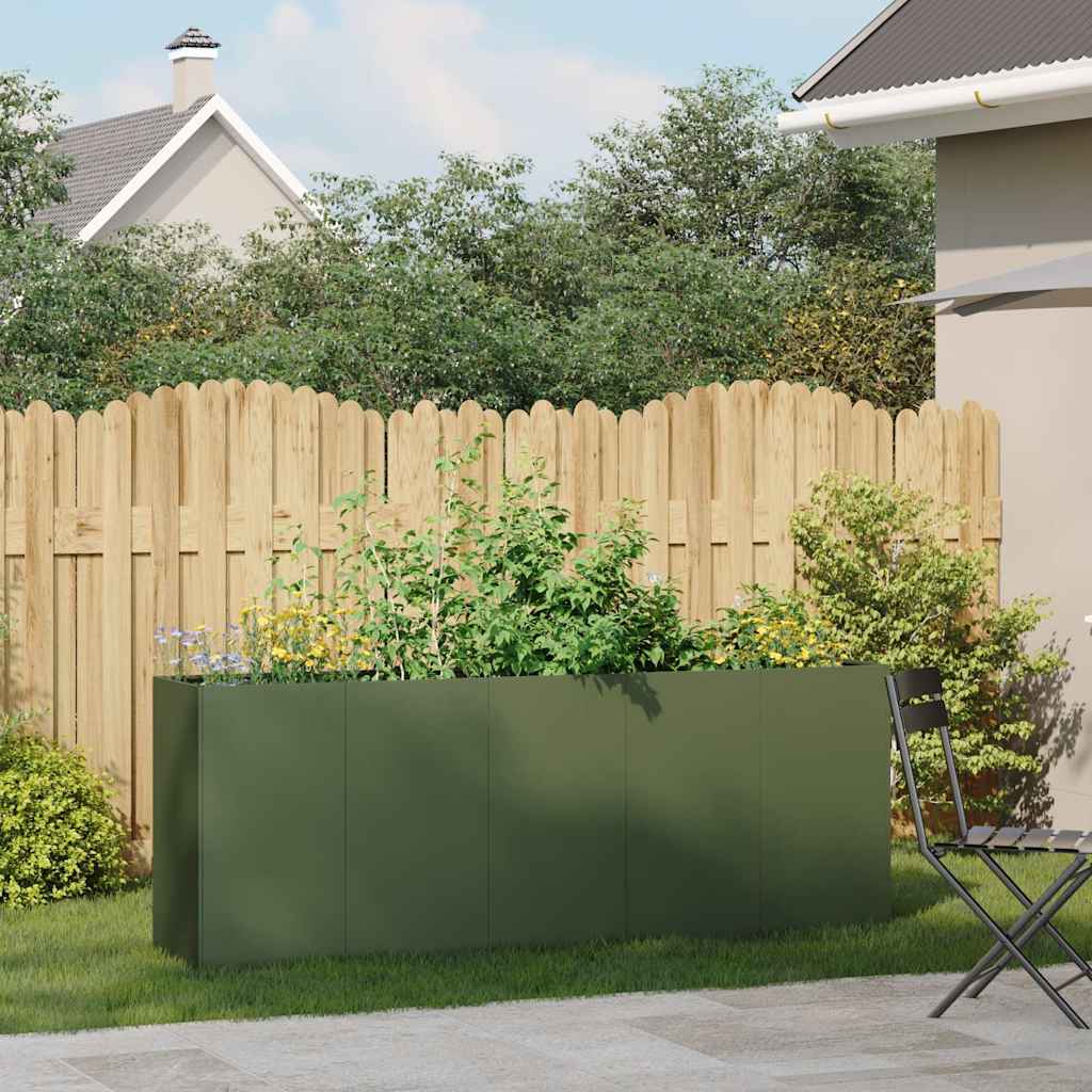 vidaXL Planter Olive Green 200x40x80 cm Cold-rolled Steel