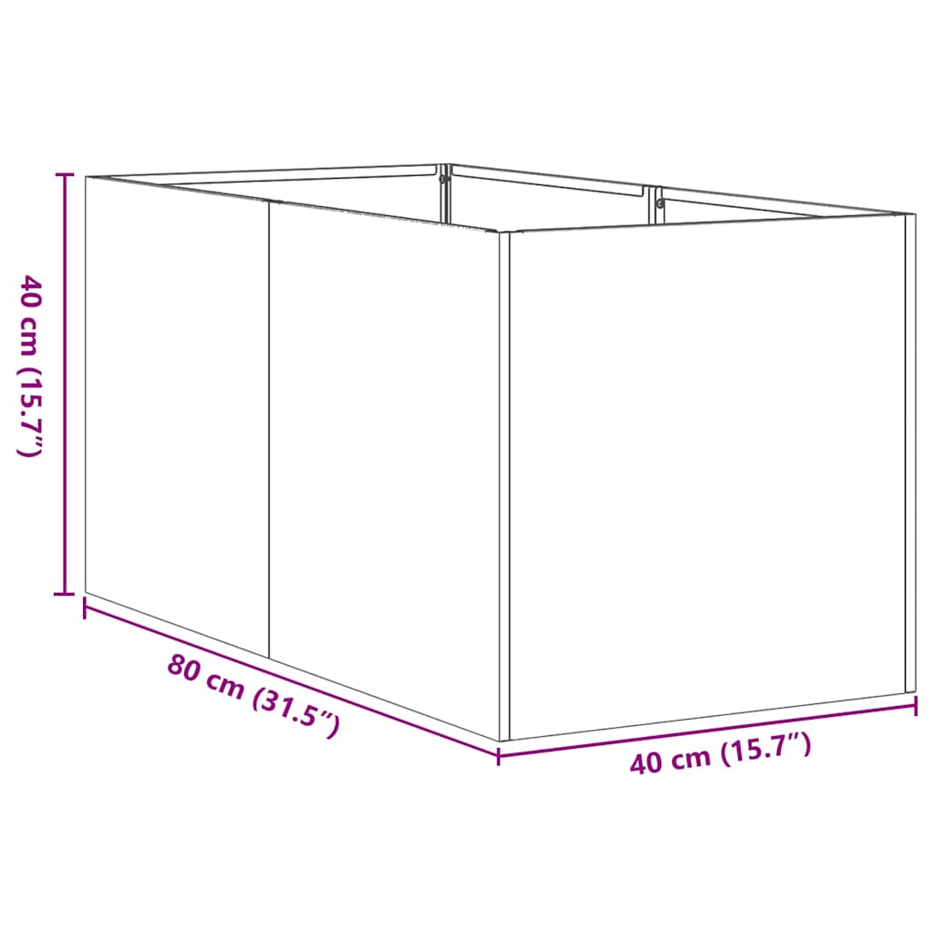 vidaXL Planter Black 40x80x40 cm Cold-rolled Steel