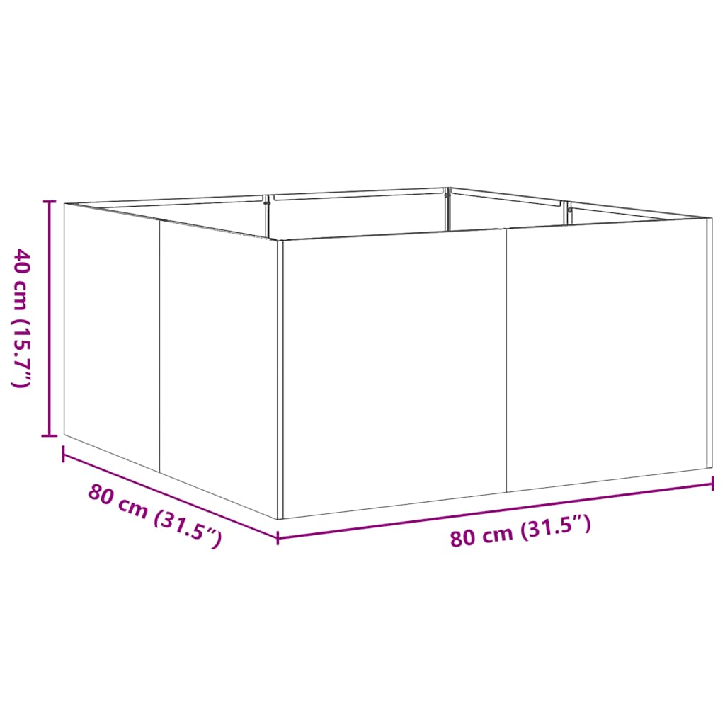 vidaXL Planter Black 80x80x40 cm Cold-rolled Steel