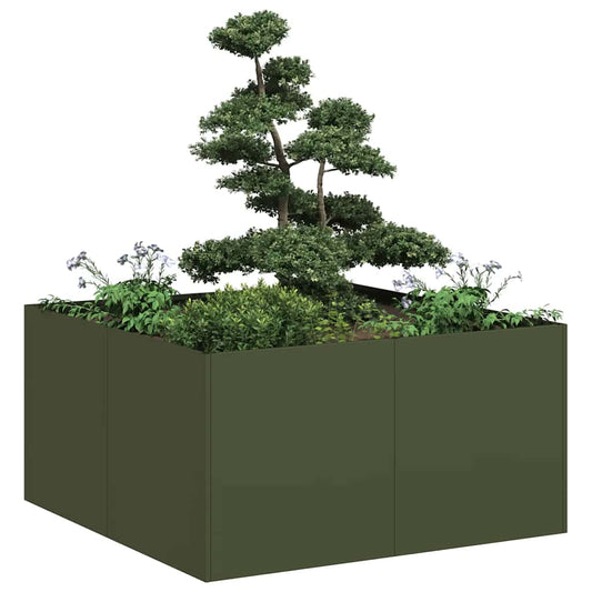 vidaXL Planter Olive Green 80x80x40 cm Cold-rolled Steel