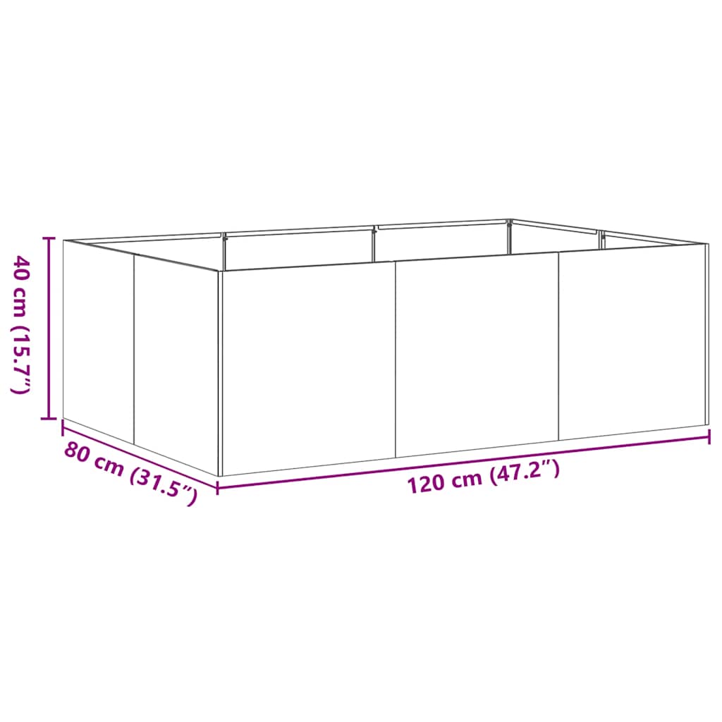 vidaXL Planter 120x80x40 cm Stainless Steel