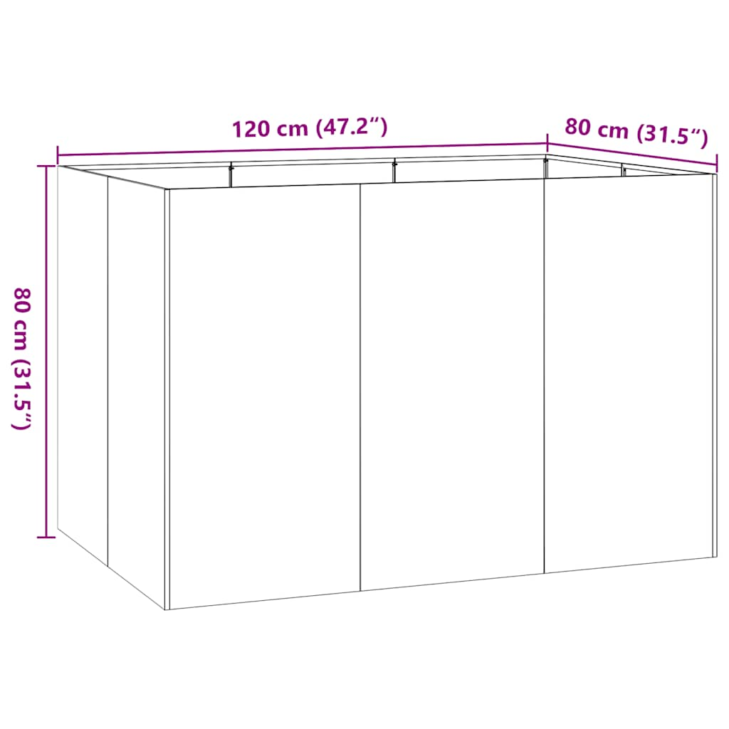 vidaXL Planter White 120x80x80 cm Steel