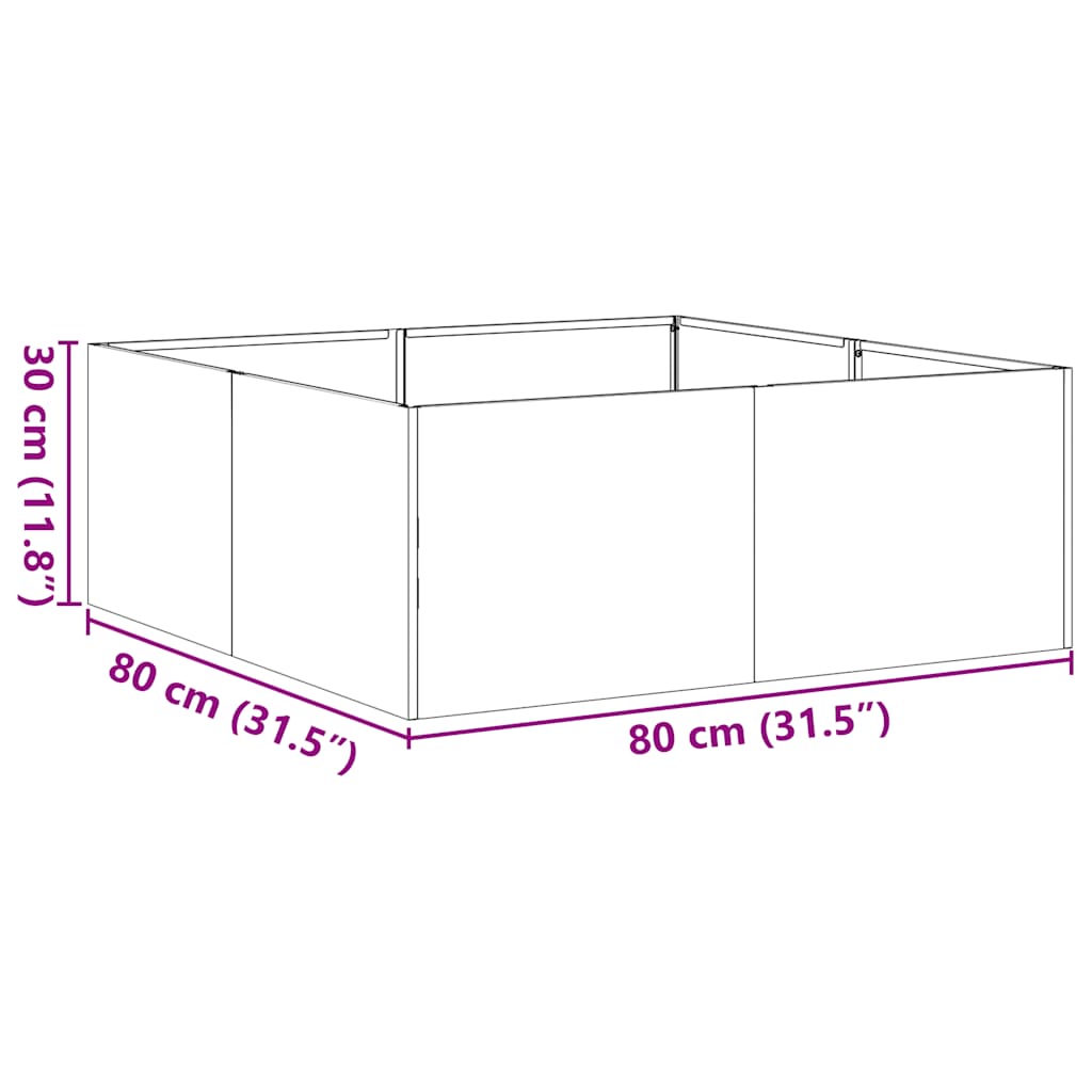 vidaXL Planter Black 80x80x30 cm Steel