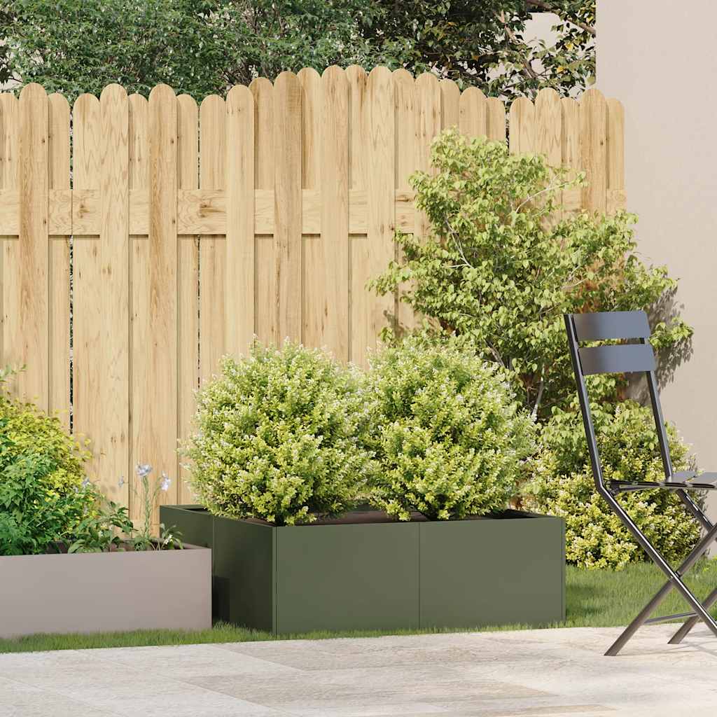 vidaXL Planter Olive Green 80x80x30 cm Steel