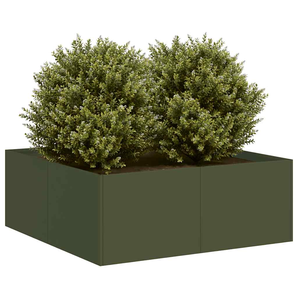 vidaXL Planter Olive Green 80x80x30 cm Steel