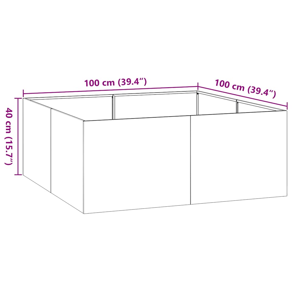 vidaXL Planter Anthracite 100x100x40 cm Steel