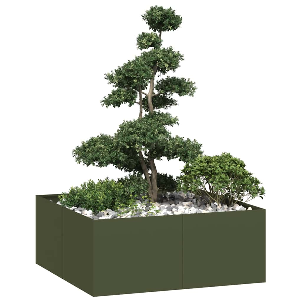 vidaXL Planter Olive Green 100x100x40 cm Steel