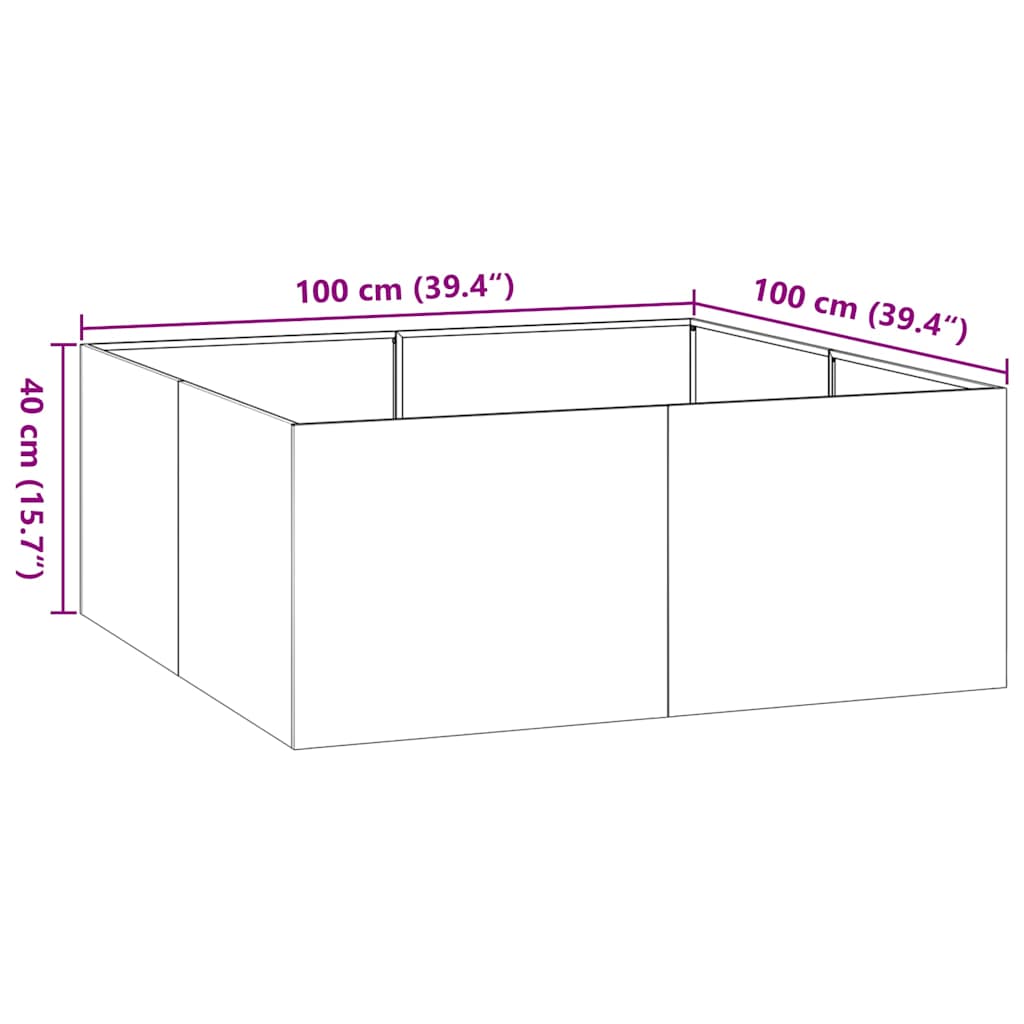 vidaXL Planter 100x100x40 cm Galvanised Steel