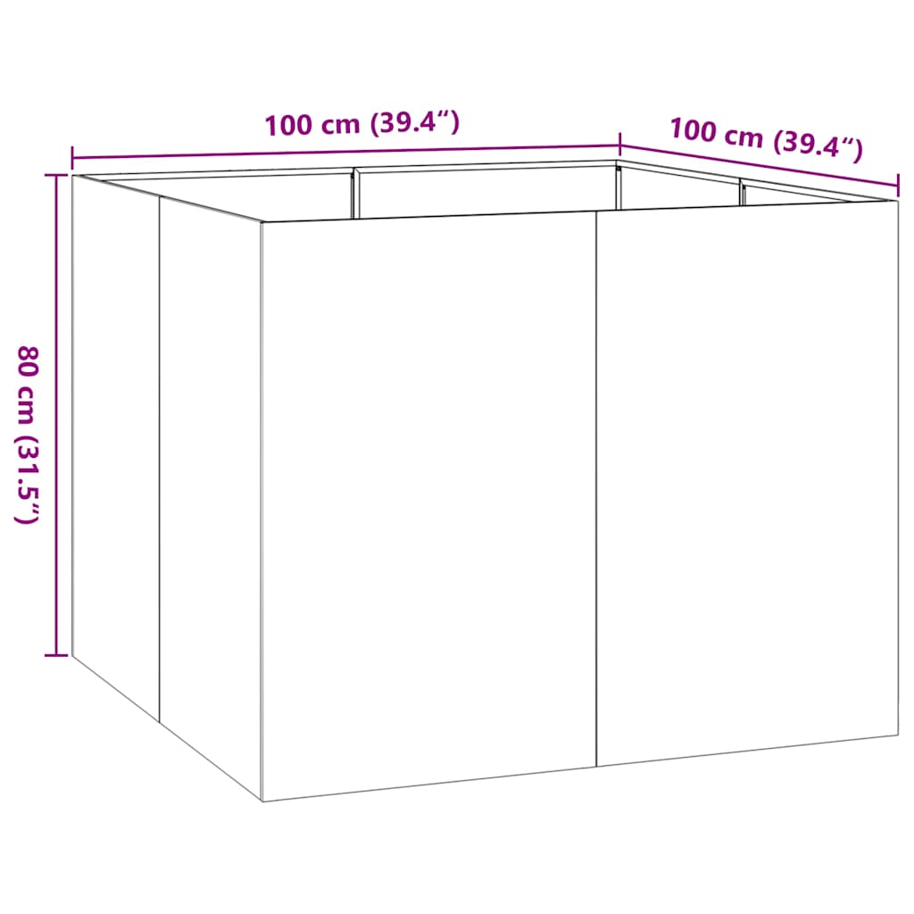 vidaXL Planter White 100x100x80 cm Steel