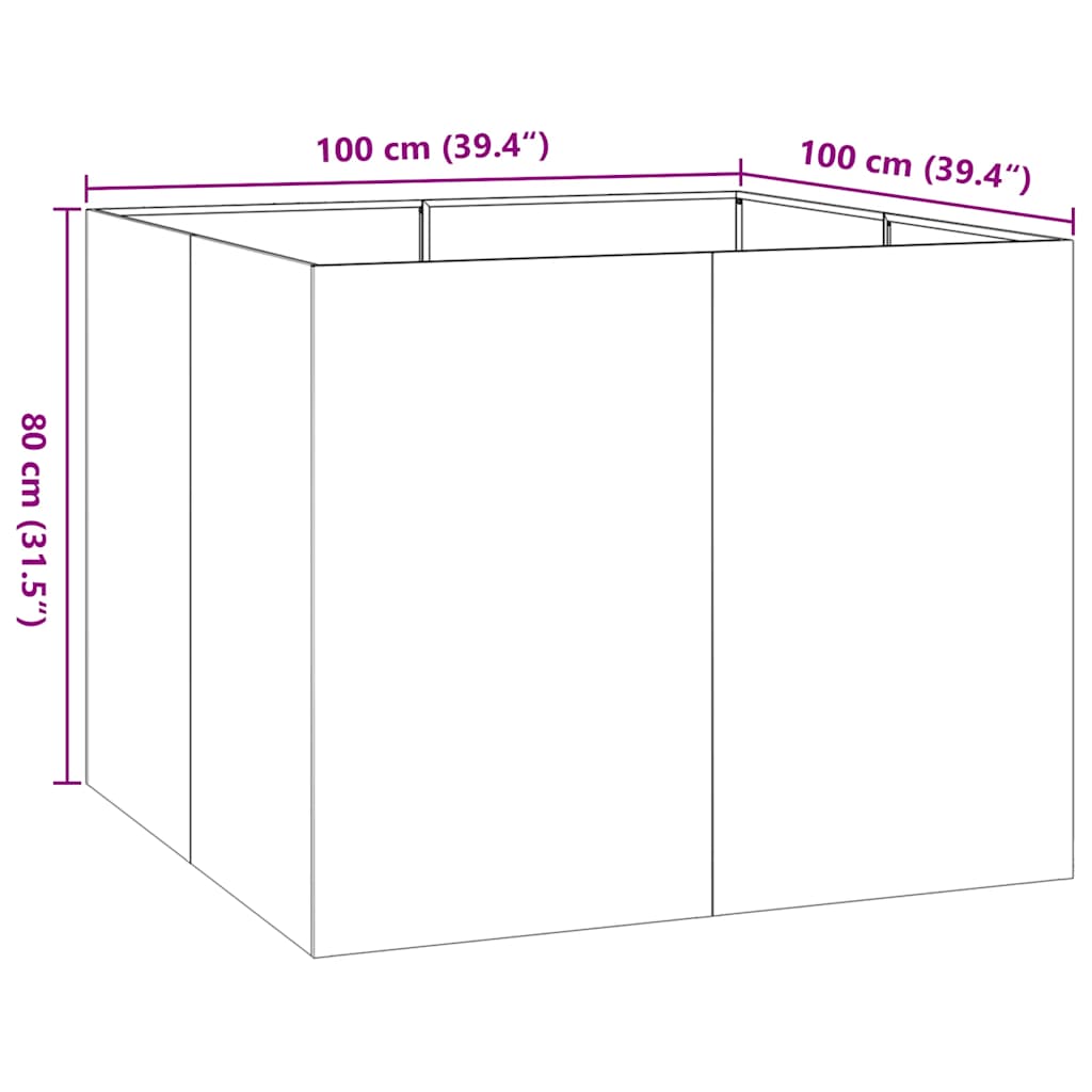 vidaXL Planter Anthracite 100x100x80 cm Steel