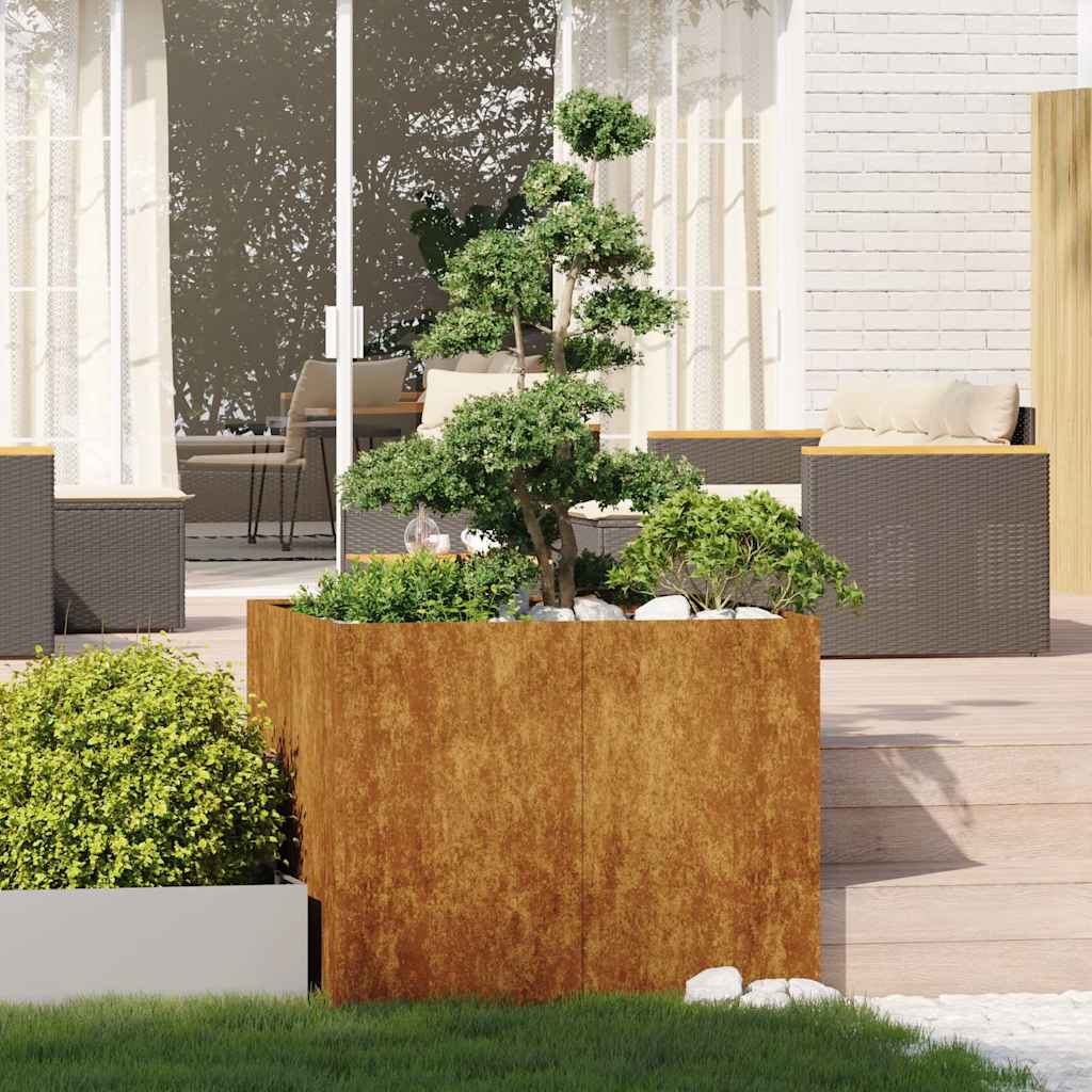 vidaXL Planter Rusty 100x100x80 cm Weathering Steel