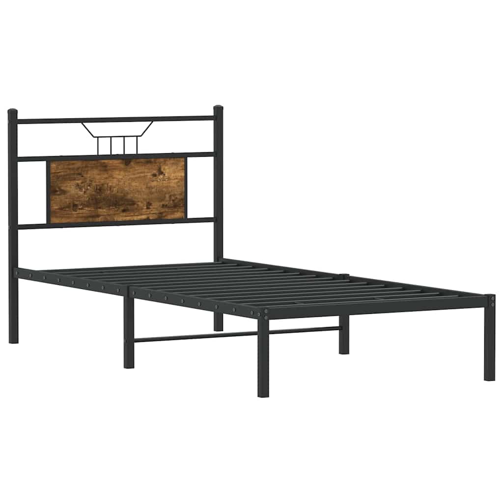 Bed Frame without Mattress Smoked Oak 75x190 cm Small Single Engineered Wood