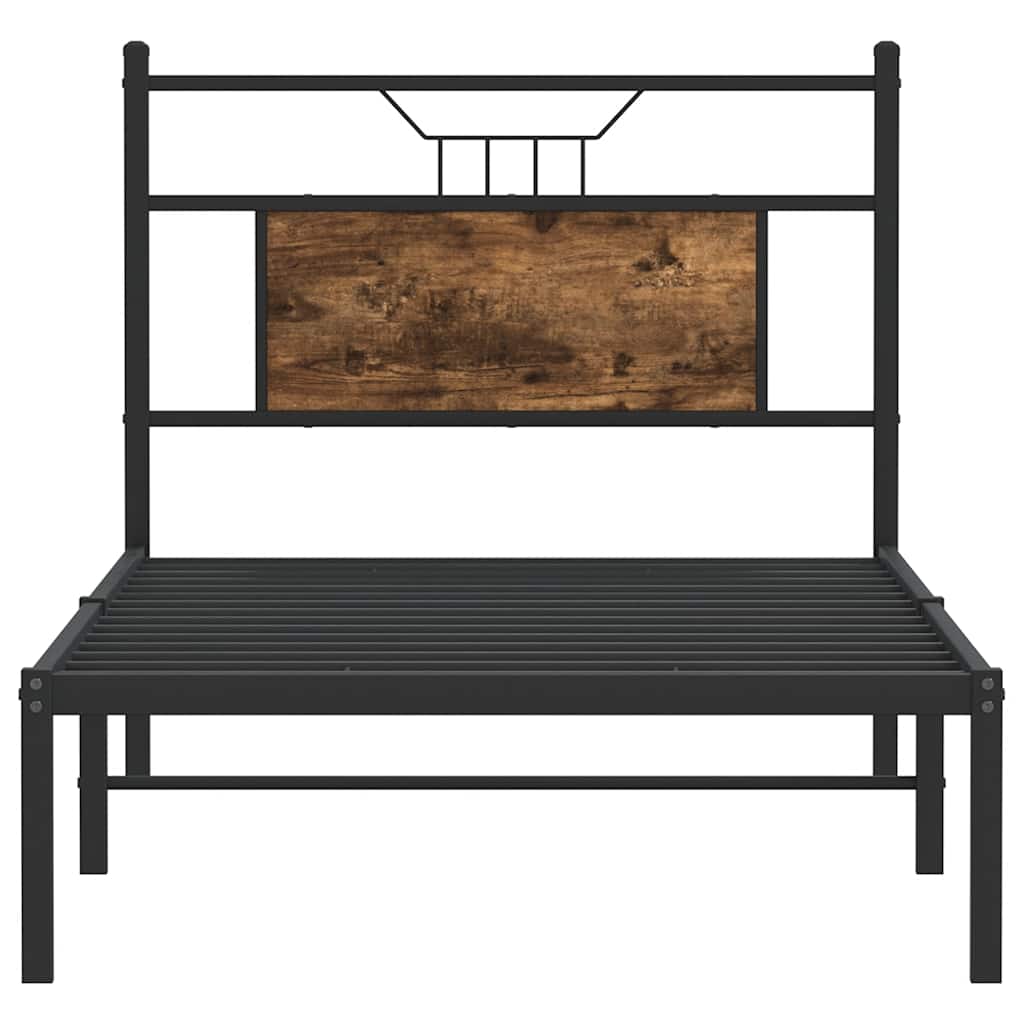 Bed Frame without Mattress Smoked Oak 75x190 cm Small Single Engineered Wood