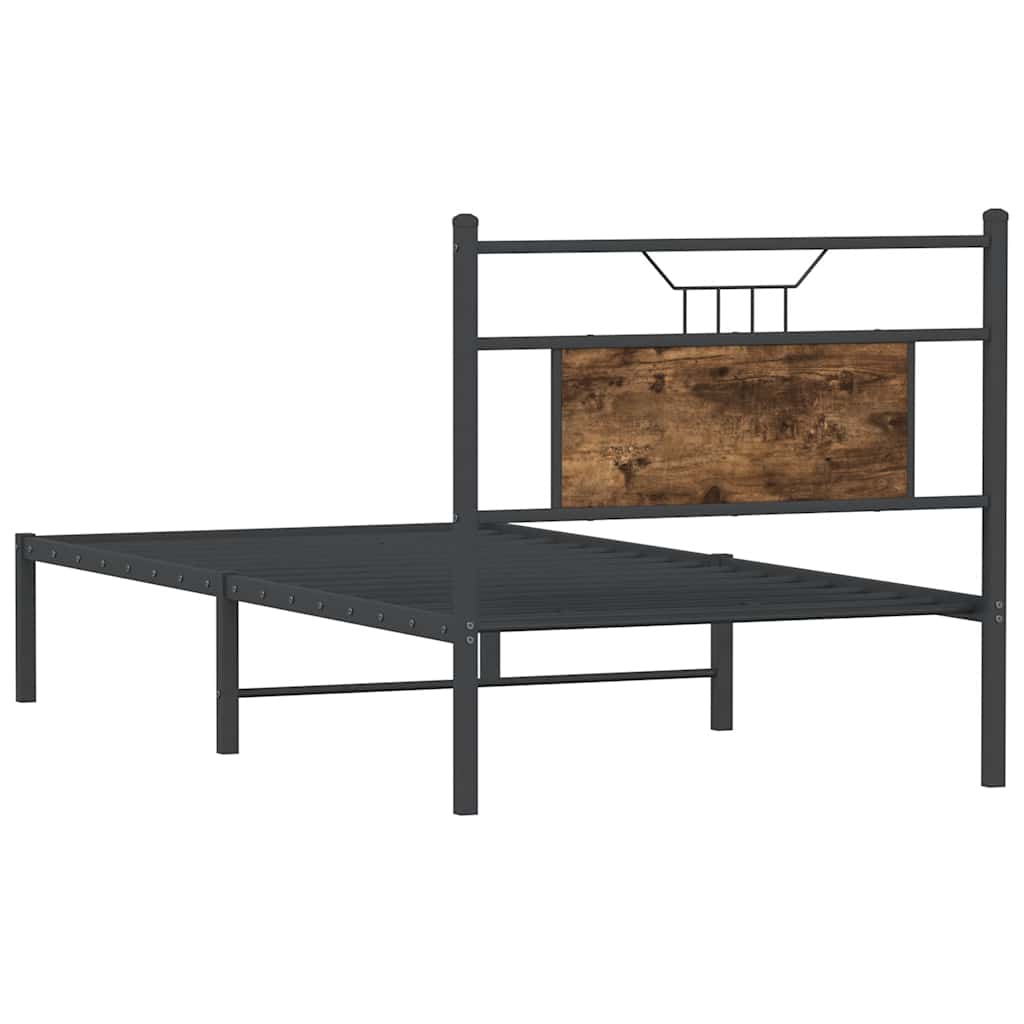 Bed Frame without Mattress Smoked Oak 75x190 cm Small Single Engineered Wood