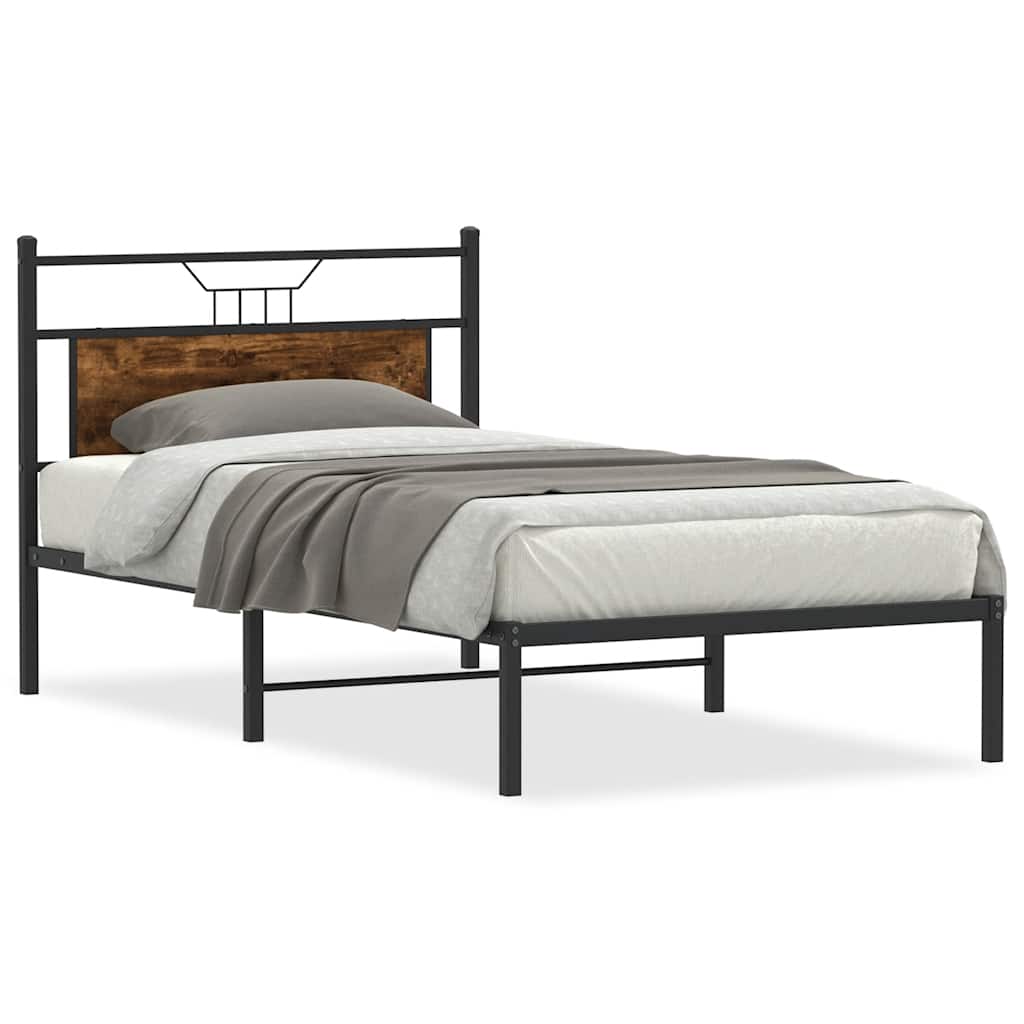 Bed Frame without Mattress Smoked Oak 100x190 cm Engineered Wood