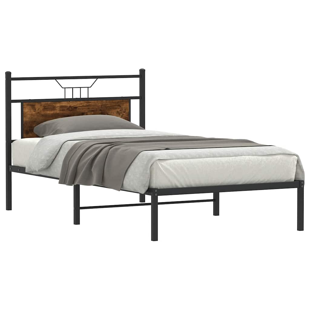 Bed Frame without Mattress Smoked Oak 100x190 cm Engineered Wood