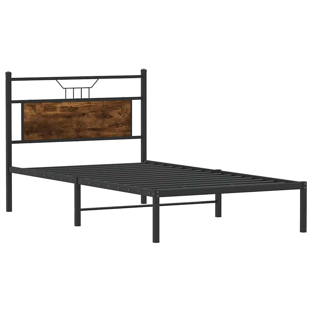 Bed Frame without Mattress Smoked Oak 100x190 cm Engineered Wood