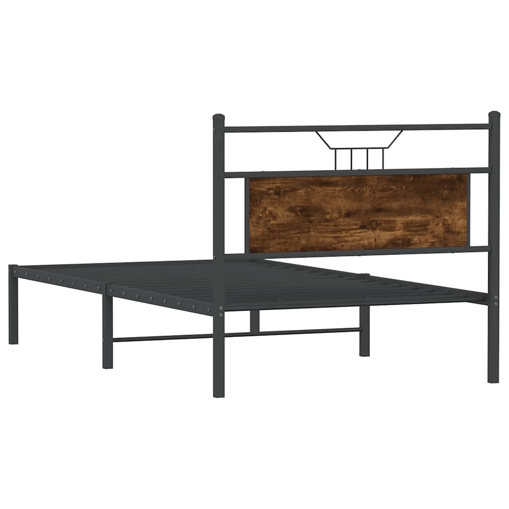 Bed Frame without Mattress Smoked Oak 100x190 cm Engineered Wood