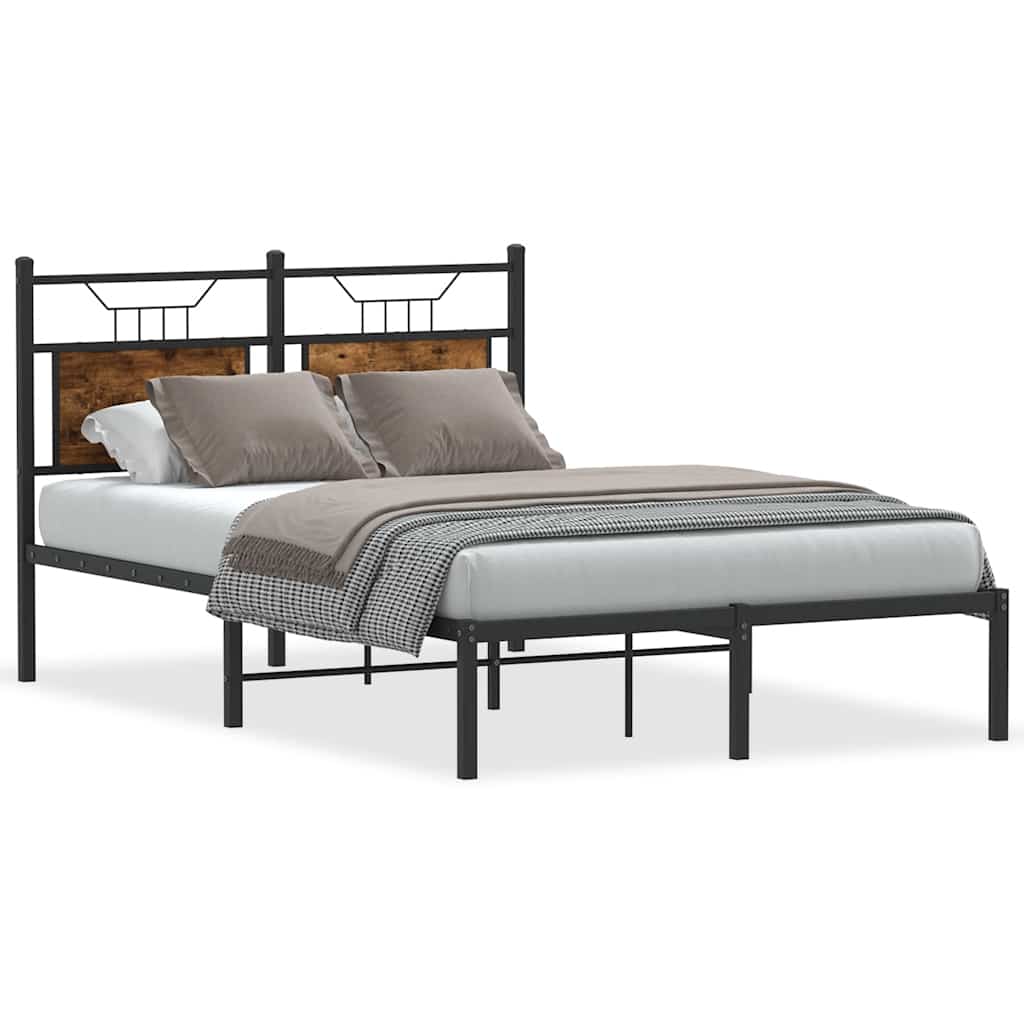 Bed Frame without Mattress Smoked Oak 120x190 cm Small Double Engineered Wood