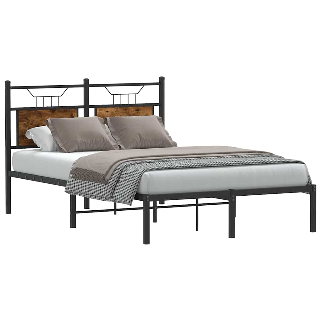 Bed Frame without Mattress Smoked Oak 120x190 cm Small Double Engineered Wood