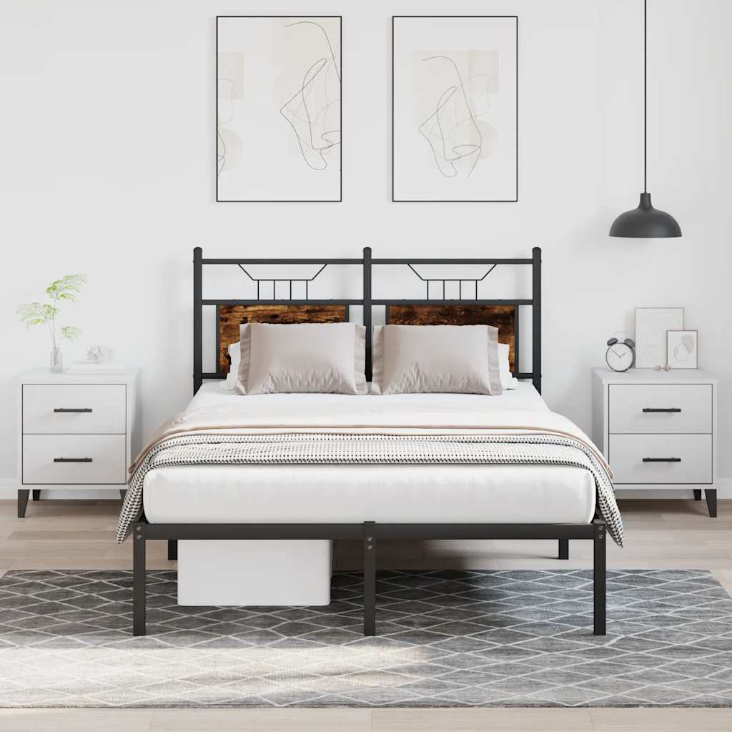 Bed Frame without Mattress Smoked Oak 120x200 cm Engineered Wood