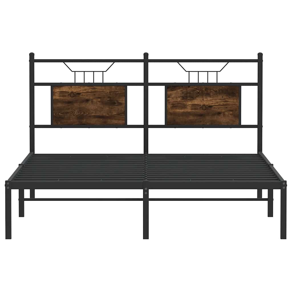 Bed Frame without Mattress Smoked Oak 140x190 cm Engineered Wood
