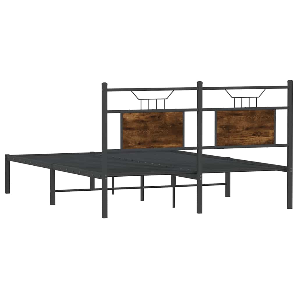 Bed Frame without Mattress Smoked Oak 150x200 cm King Size Engineered Wood