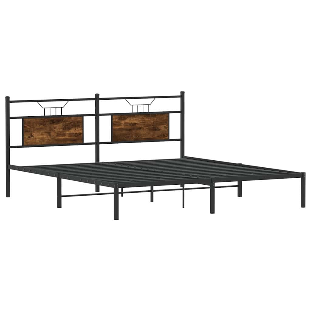 Bed Frame without Mattress Smoked Oak 160x200 cm Engineered Wood