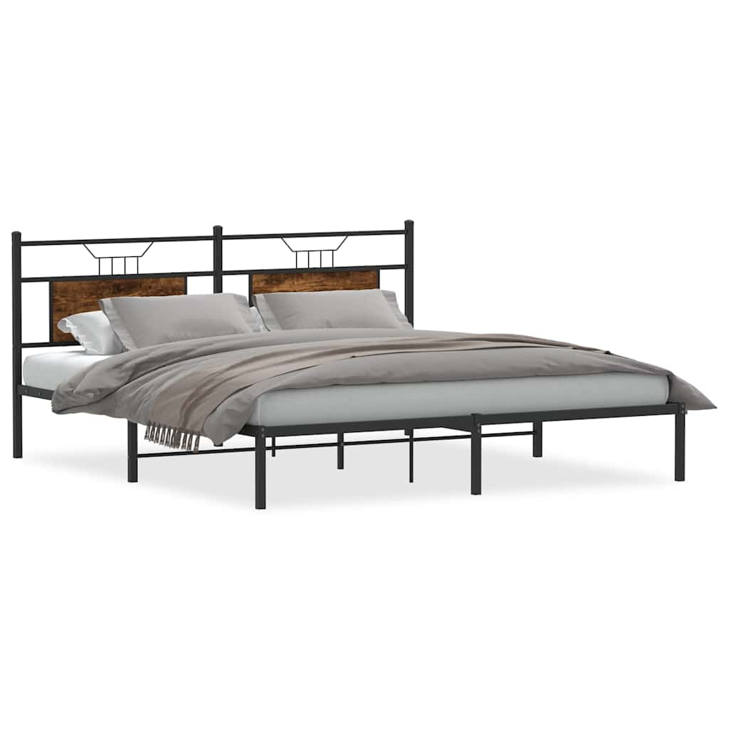 Bed Frame without Mattress Smoked Oak 183x203 cm Engineered Wood