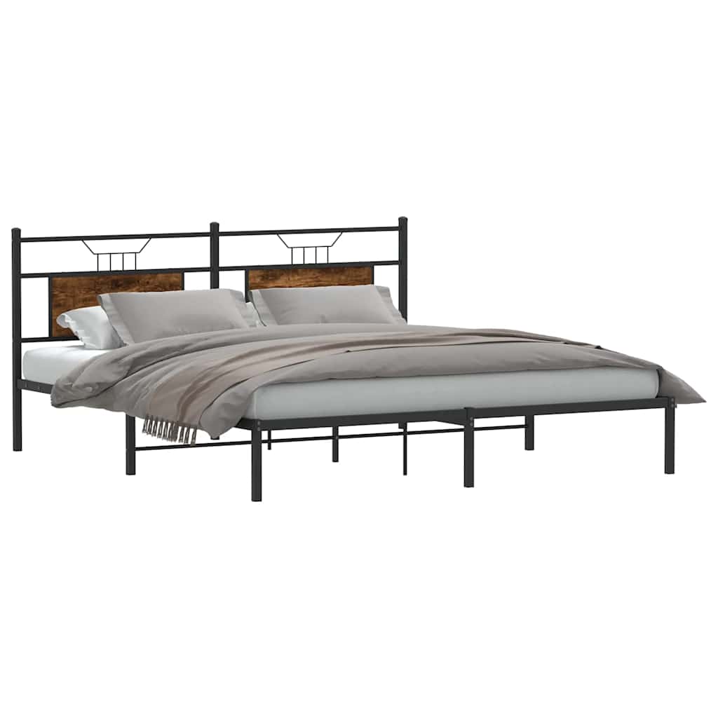 Bed Frame without Mattress Smoked Oak 183x203 cm Engineered Wood