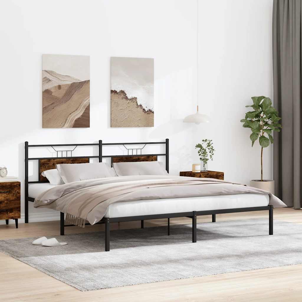 Bed Frame without Mattress Smoked Oak 183x203 cm Engineered Wood