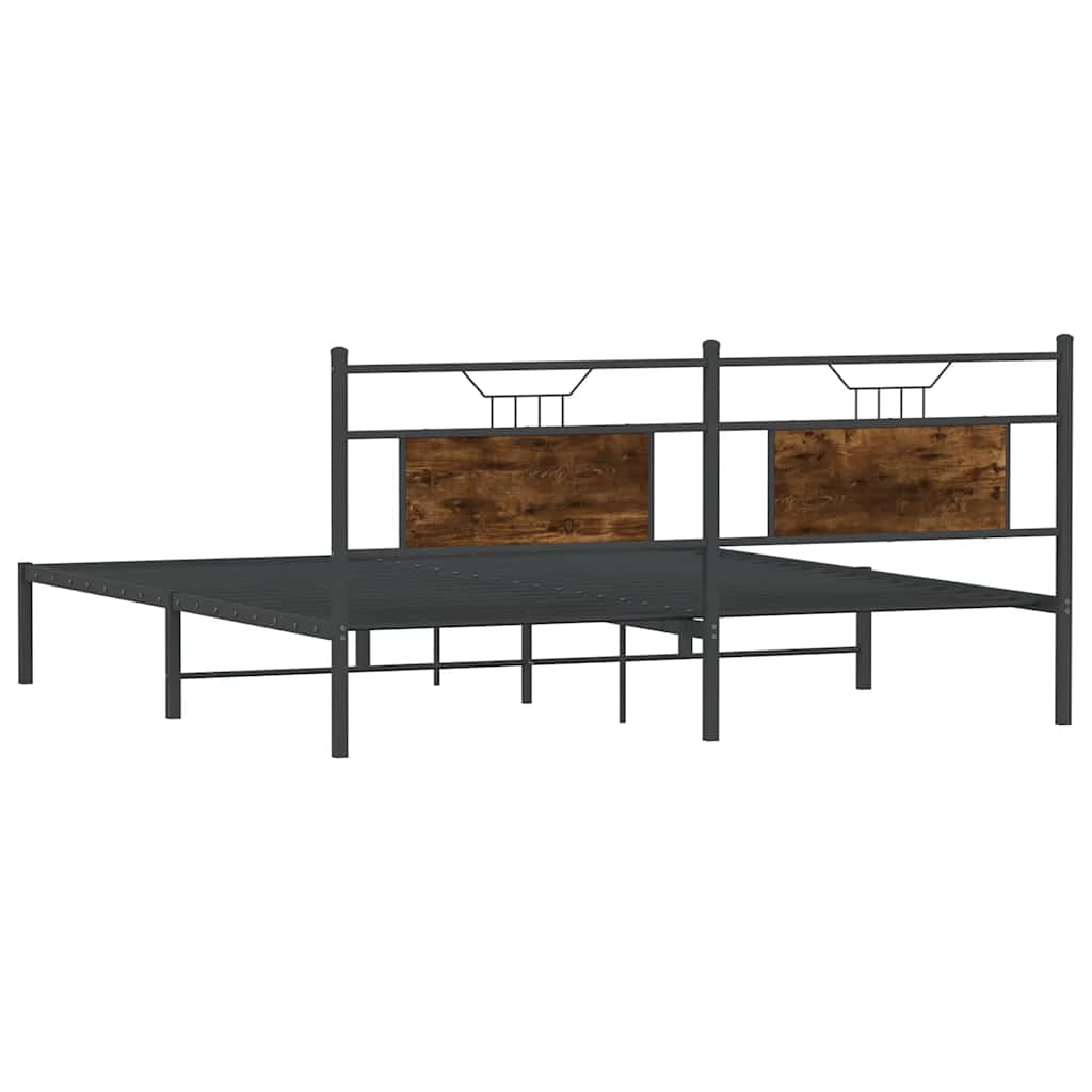 Bed Frame without Mattress Smoked Oak 183x203 cm Engineered Wood