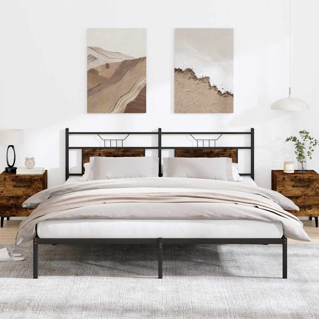 Bed Frame without Mattress Smoked Oak 183x203 cm Engineered Wood