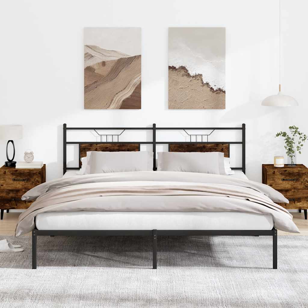 Bed Frame without Mattress Smoked Oak 183x213 cm Engineered Wood