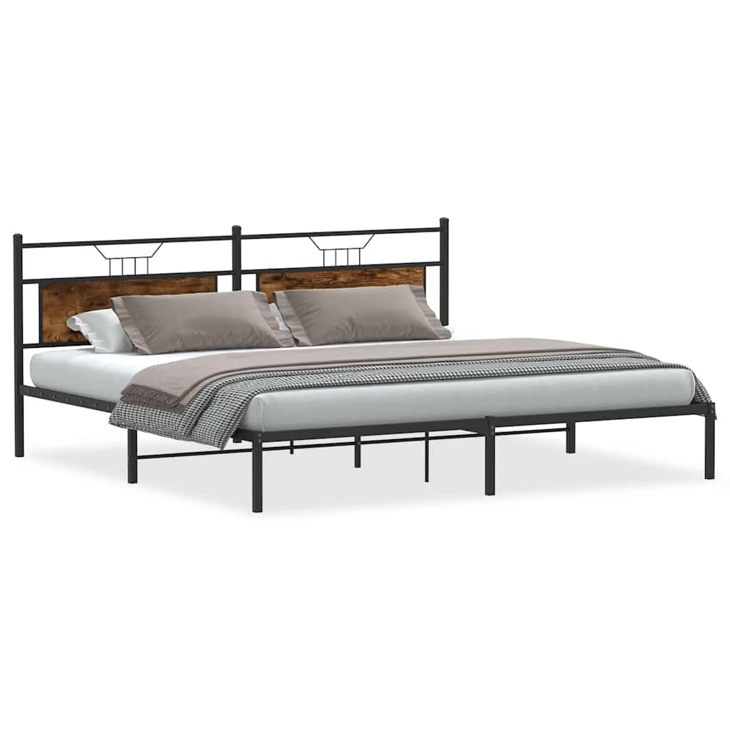 Bed Frame without Mattress Smoked Oak 193x201 cm Engineered Wood