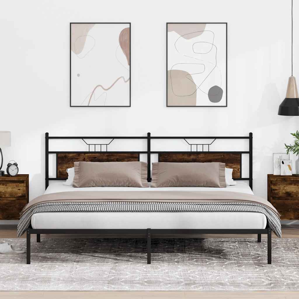 Bed Frame without Mattress Smoked Oak 193x201 cm Engineered Wood