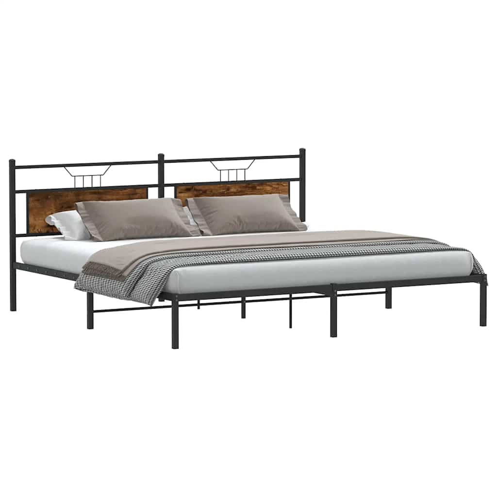 Bed Frame without Mattress Smoked Oak 200x200 cm Engineered Wood