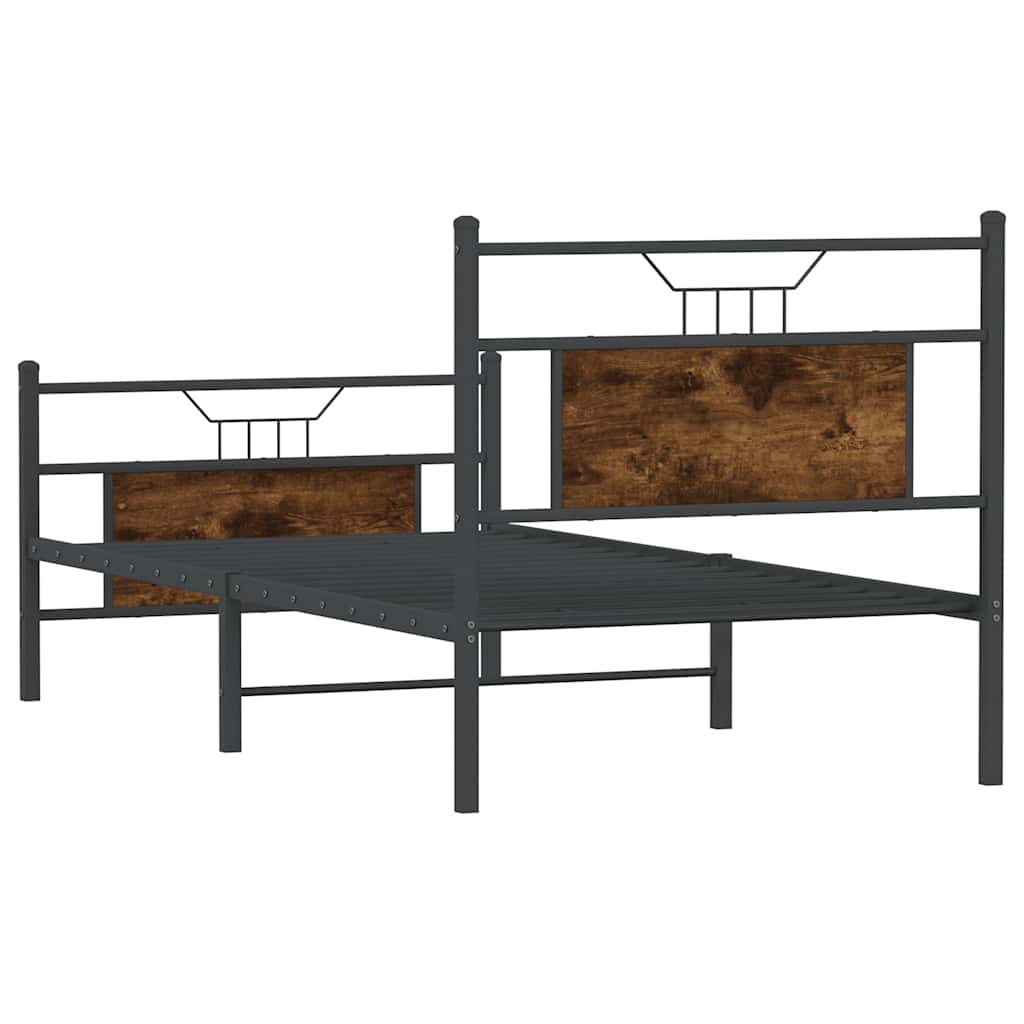 Bed Frame without Mattress Smoked Oak 75x190 cm Small Single Engineered Wood
